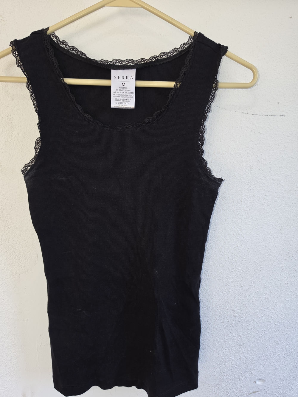 Serra Lace-Trim Black Tank Top